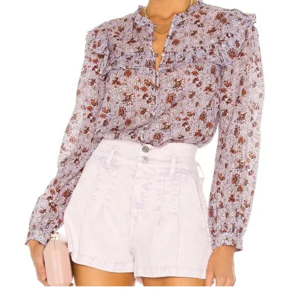 Veronica Beard Purple and Brown Floral Top
